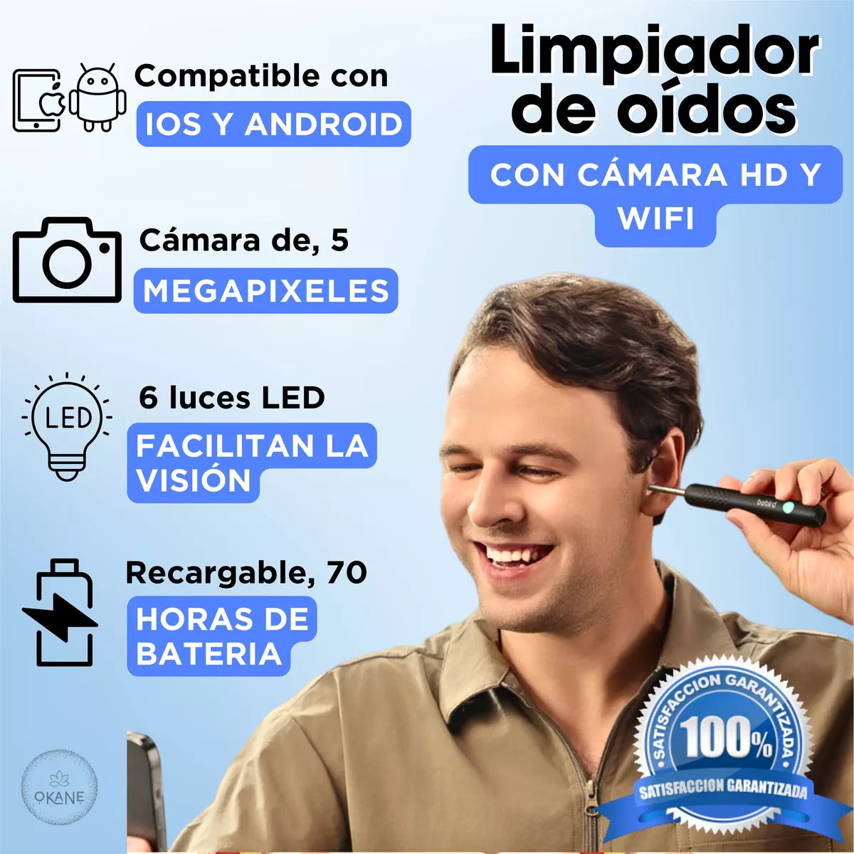 Removedor de Cerumen con Cámara HD